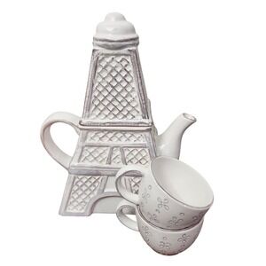 Vintage Eifel Tower Teapot with two teacups Coventry